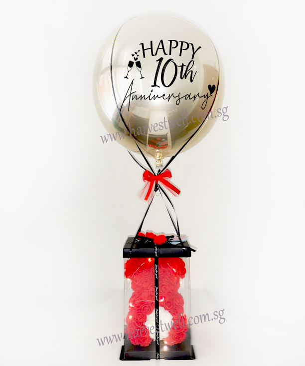 Hot Air Balloon Red Rose Teddy Bear